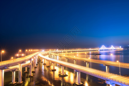 夜景照明跨海大桥背景