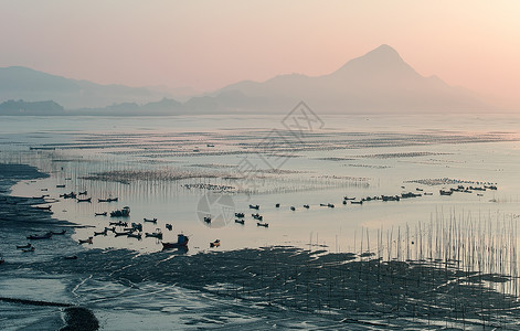 淡彩效果福建霞浦水墨般的美景背景