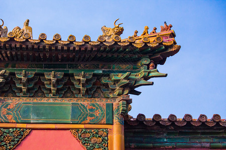 寺庙花纹房檐背景