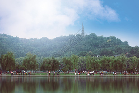 保俶山杭州西湖一景背景