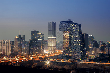 北京夜色北京中央电视台总部大楼夜景背景