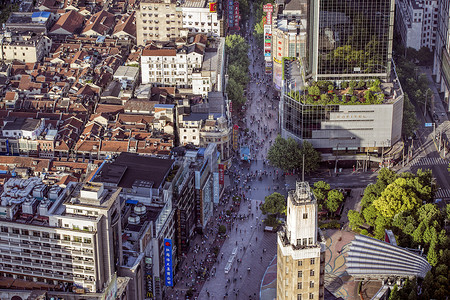 俯瞰上海南京路背景图片