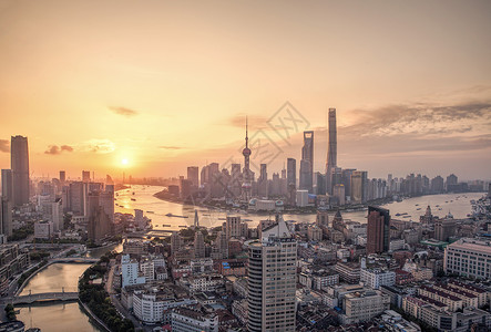 上海城市天际线日出图片