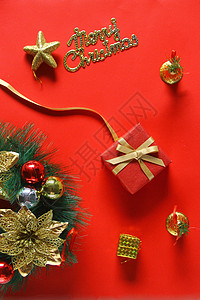圣诞节快乐插画banner圣诞节红色背景素材背景
