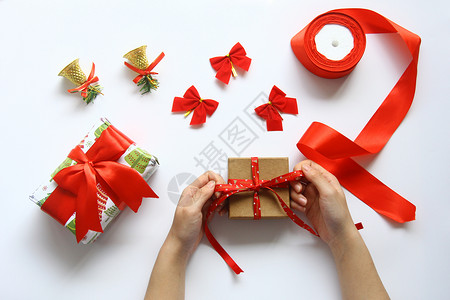 红色圣诞节banner背景圣诞节包装礼物背景素材背景