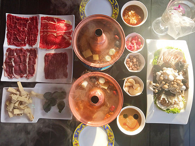 美味铜炉涮肉火锅背景图片