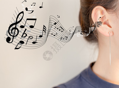 耳环背景女性听音乐设计图片