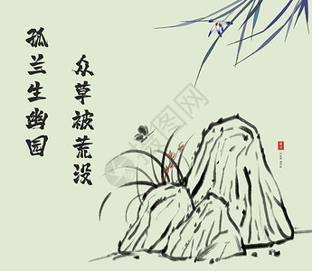 素描风格兰花水墨兰花坚韧风骨设计图片