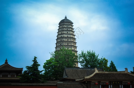 陕西省宝鸡市法门寺宝塔背景图片