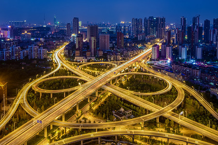 马桥武汉城市夜景马鹦路立交背景