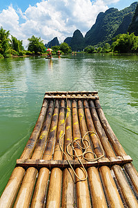 游览船漓江漂流竹筏竹排背景