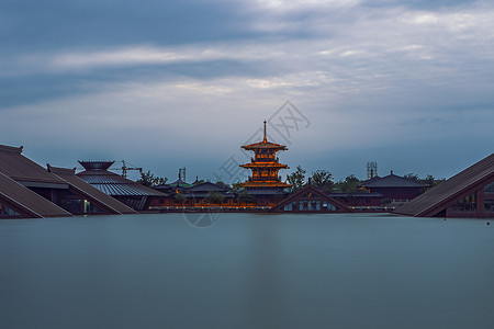 木构塔式建筑广富林公园背景