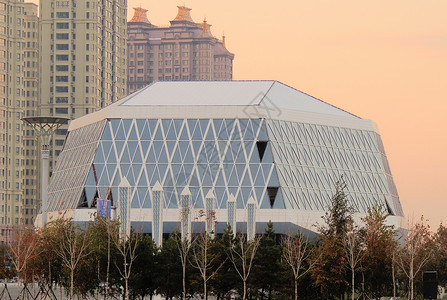 哈尔滨群力区异性建筑背景图片