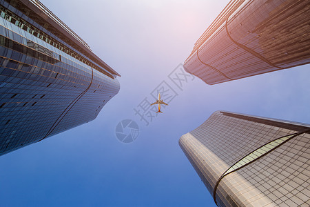 飞机科技背景北京商业现代高层建筑背景