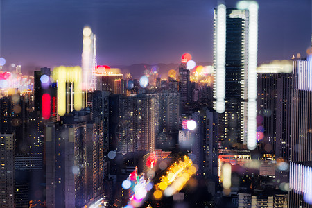 朦胧夜色夜色朦胧的重庆城市风景背景