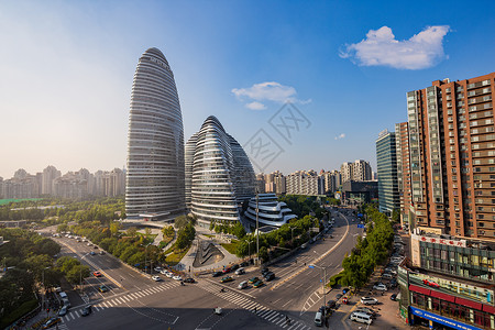 房产车素材北京城区现代建筑背景