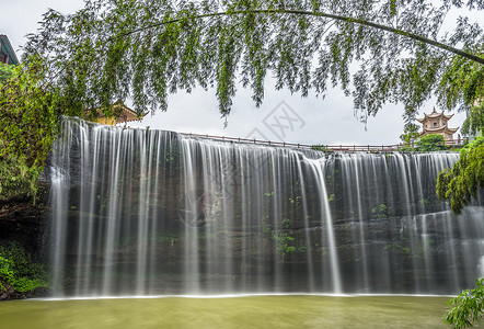 长白飞瀑蜀南竹海七彩飞瀑背景