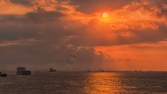 上海宝山区上海市宝山区炮台湾湿地公园日出背景