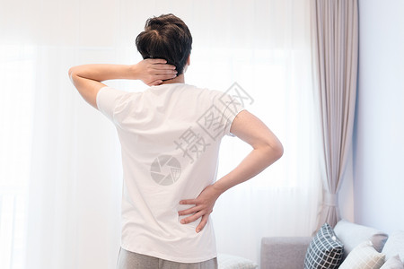 疼痛海报腰酸背痛的男生背景