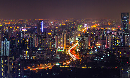 高楼林立的上海城市夜景风光背景图片