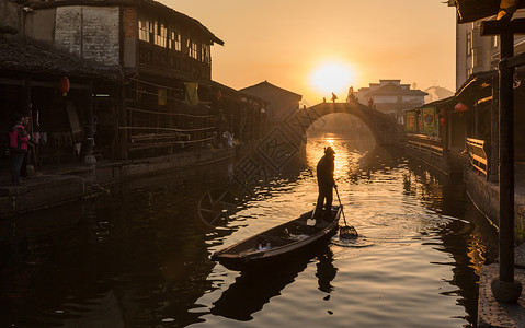 绍兴旅游江南浙江绍兴古镇清晨风光背景