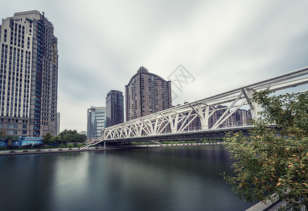 天津海河进步桥美景背景图片