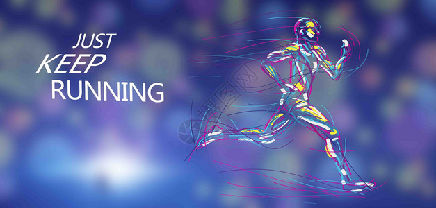 跑步健身素材奔跑的彩色线条人设计图片