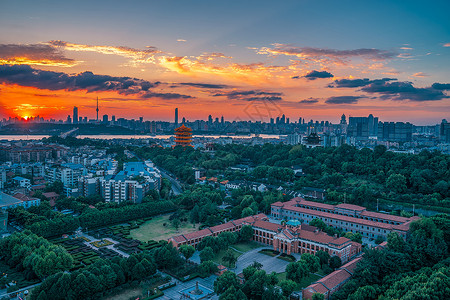 电视塔龟山武汉城市风光黄鹤楼长江大桥背景