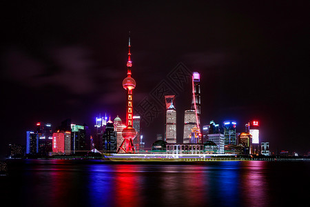 上海市特色素材上海东方明珠夜景背景