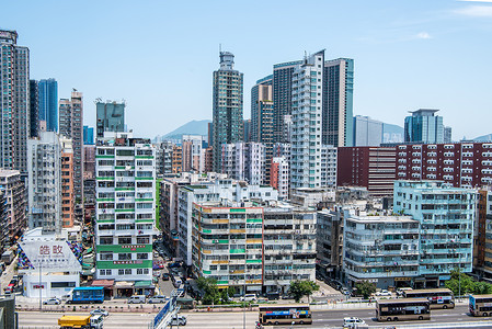 香港美少女组合香港城市景色背景