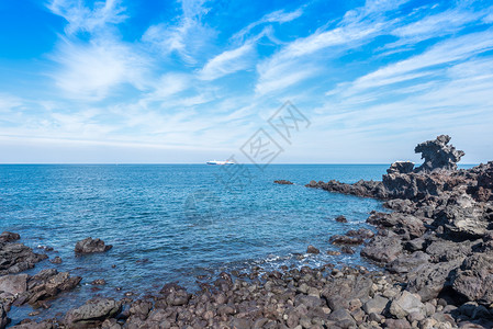 包金龙头韩国济州岛龙头岩海滨背景