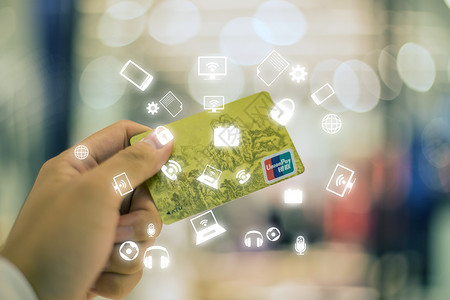购物线性图标商业金融  银行卡信用卡背景
