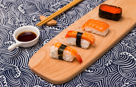 爬虾肉日本寿司美食背景