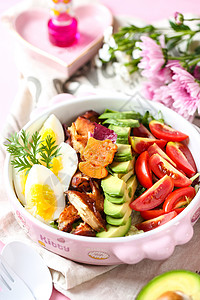 蔬菜水果色拉粉红少女系减脂水果蔬菜沙拉背景