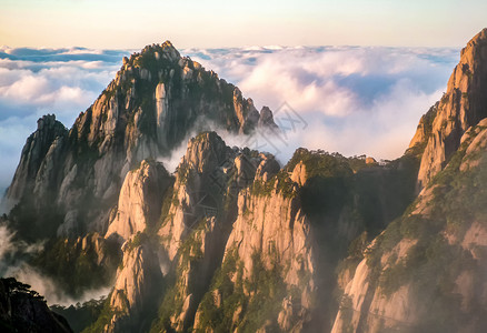 黄山天都峰黄山云海背景