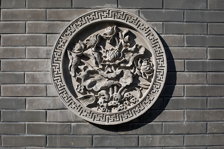 徽派石雕中国元素墙体雕刻背景