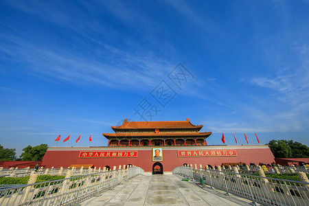 爱国标语北京地标天安门背景