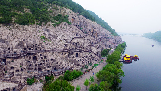 龙门峡龙门石窟背景