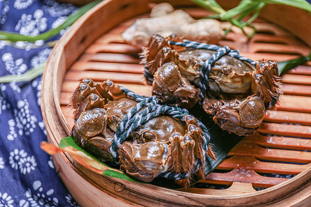 蒸煮食物大闸蟹背景