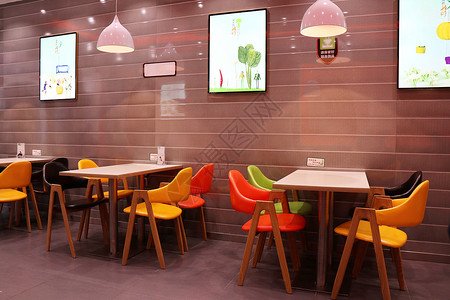 快餐店餐厅装修效果室内设计高清图片素材