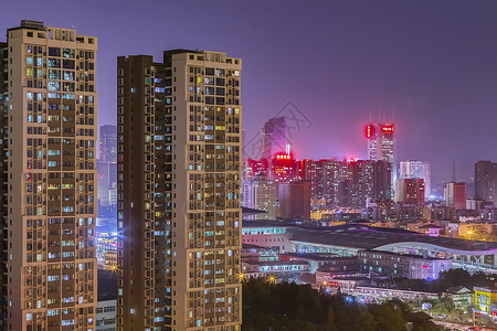 武汉步行街夜景背景图片