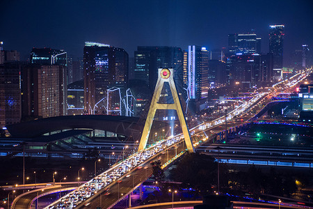 成都锦鲤成都繁华都市夜景背景