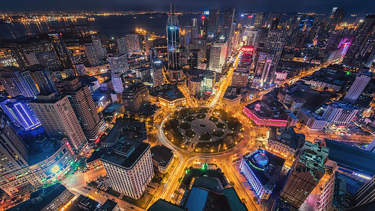 现代广场大连中山广场夜景背景