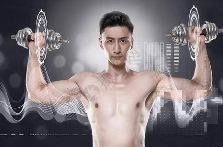 中年肥胖男性举哑铃运动减肥运动健身的男性设计图片
