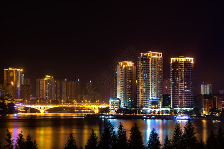 夜灯海桥城市夜景背景