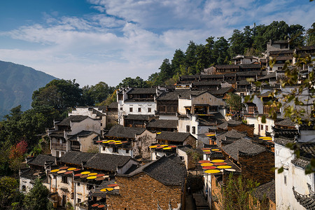 青砖背景中国最美乡村江西婺源背景