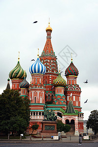 俄罗斯首都瓦西里升天教堂背景