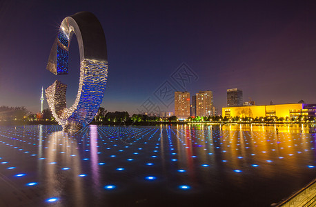 天津文化中心雕塑天津银河广场背景