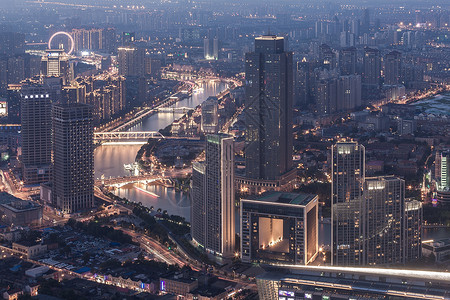天津夜景城市建筑骏河湾高清图片