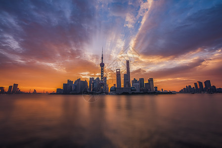 上海城市风景陆家嘴日落背景